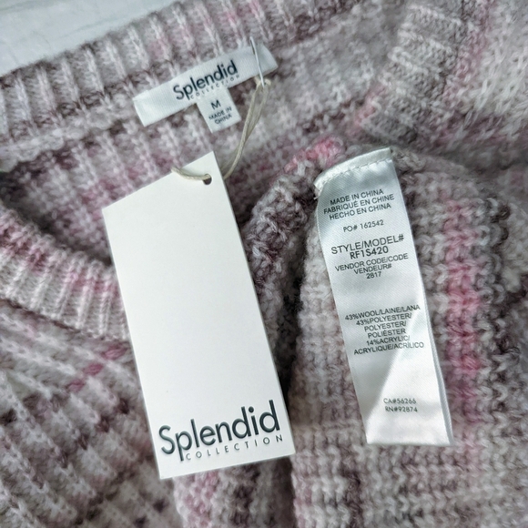 Splendid Sweater Wool Blend Chunky Knit Space Dye Oversized Black Cherry M NWT - Picture 9 of 10